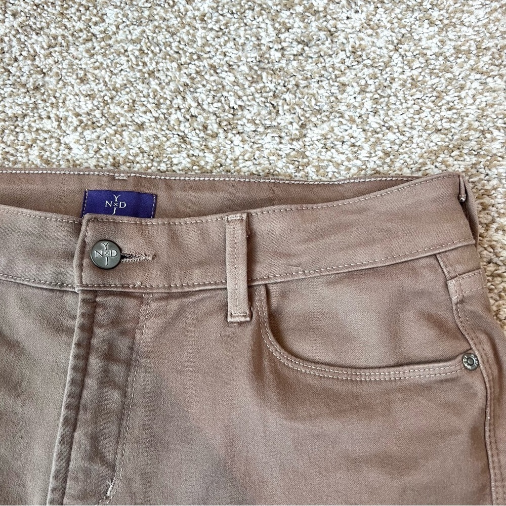 NYDJ Sheri Slim Jeans 12P Petite Taupe Brown Stretch Denim Mid Rise Straight - Picture 6 of 15